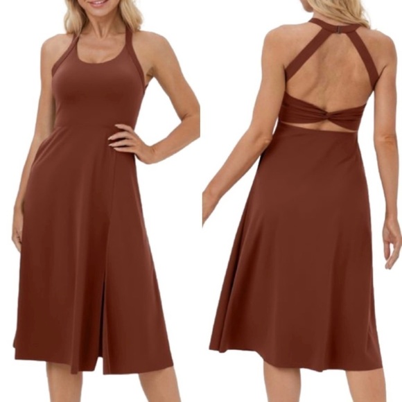 Halara Backless Cut Out Twisted Side Pocket Split Midi Casual Dress Size Small - Picture 12 of 12